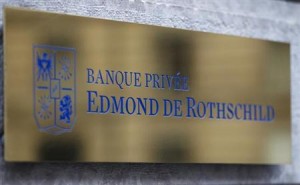 A logo of Banque Privee Edmond de Rothschild is seen on the bank building before a news conference for the group's 2010 results, in Geneva March 31, 2011. REUTERS/Denis Balibouse